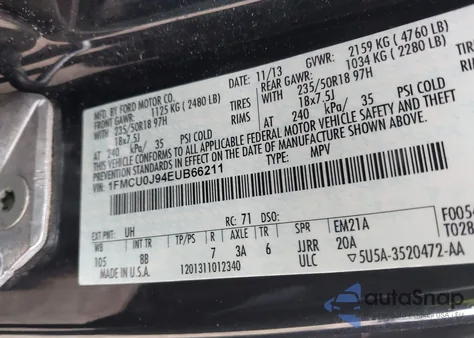 2014 Ford Escape Titanium from USA, damaged, VIN 1FMCU0J94EUB66211